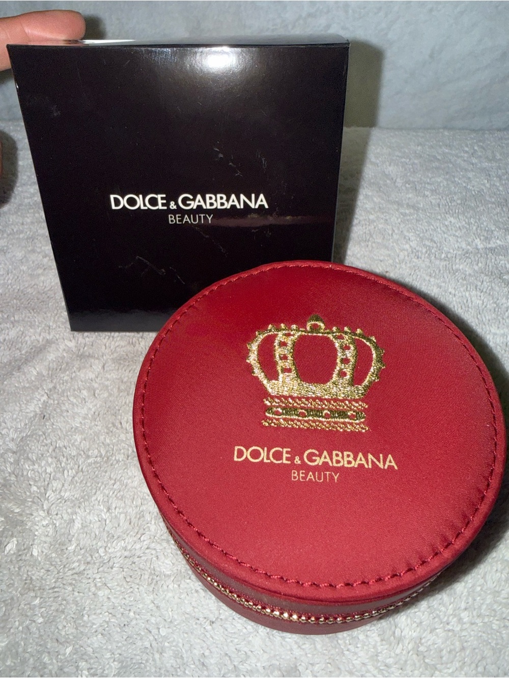 Dolce & Gabbana Red & Gold Round Beauty Case